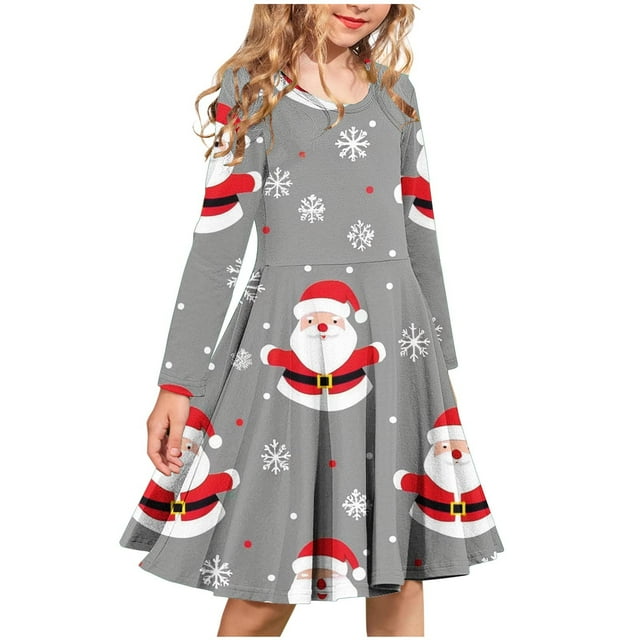 LOVZFMLL Robe Extensible à Manches Longues pour Filles Robe de Récital d'École Ligne A Robe à Manches Longues Col Rond