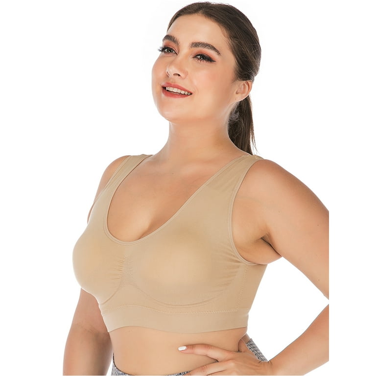 Women's Plus Size Sports Bras Seamless Comfortable Yoga Bra With Removable  Pads 