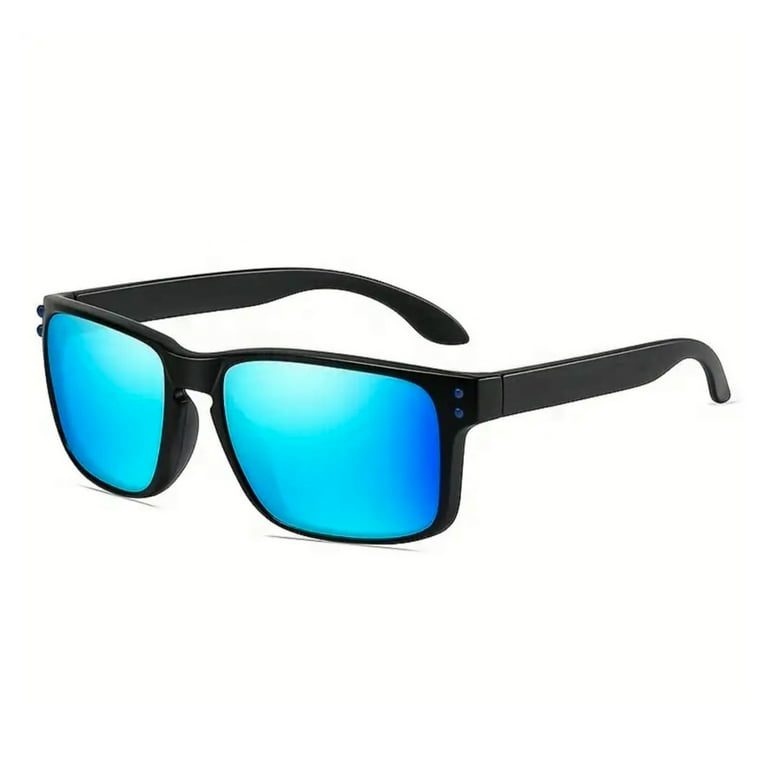 Black Square Frame Mirrored Blue Reflective UV Protection Black Square Frame Mirrored Blue Reflective UV Protection