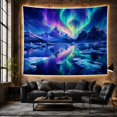 thumbnail image 6 of Aurora Borealis Over Icy Lake with Icebergs and Mountains, Majestic Digital Art for Nature Lovers, Celestial Wall Decor, Housewarming Gift Tapestry Wall Hanging for Bedroom and Living Room, 6 of 7