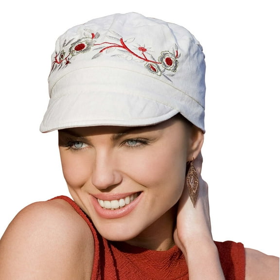 MASUMI Mirna Newsboy Chemo Hat for Women, Breathable head covering cap for cancer hair loss, One Size White
