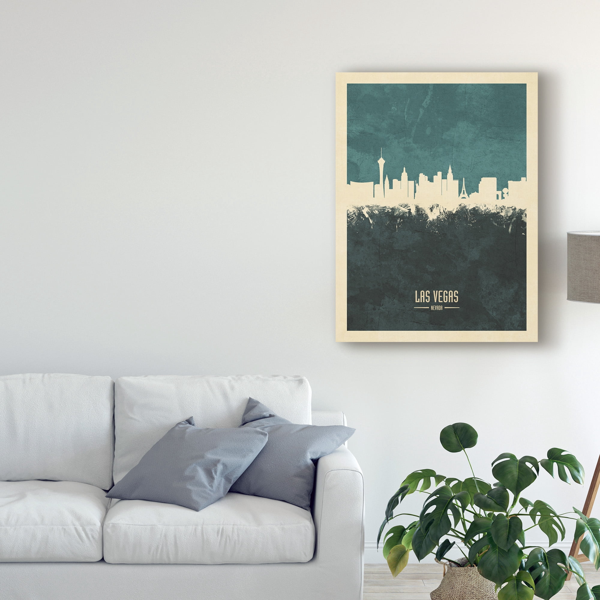 Trademark Fine Art 'Las Vegas Nevada Skyline Teal' Canvas Art by Michael Tompsett