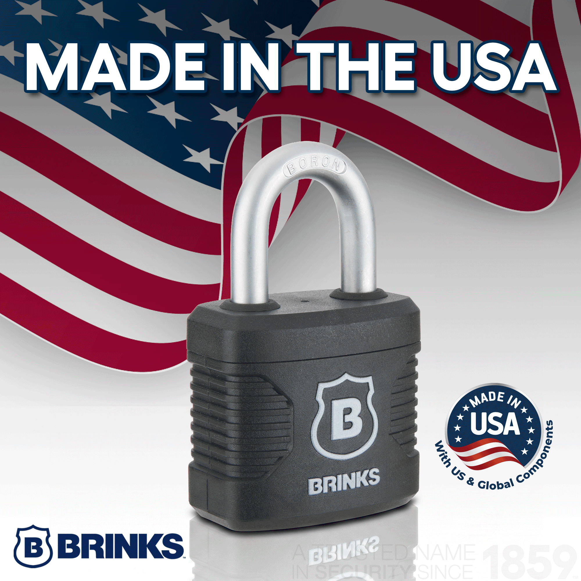 (2 pack) Brinks 1-3/4 in. (44mm) Weather-Resistant Laminated Steel Keyed Padlock with 1-1/8 in. (29mm) Boron Shackle