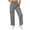 Gray women wide leg cargo pants a1, variant on Cagogo Women Wide Leg Elastic Waist Pants with Pockets Casual Loose Long Cargo Trousers for Vacation Beach Travel Fashion Summer Clothes, Khaki L