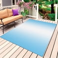 thumbnail image 4 of Outdoor Rug 3x5 ft White Blue Outdoor Large Area Rug Non Slip Rubber Gradient Color Front Door Mat RV Rug Camping Carpet Patio Outdoor Rugs for Backyard Balcony Deck Porch Indoor, 4 of 9