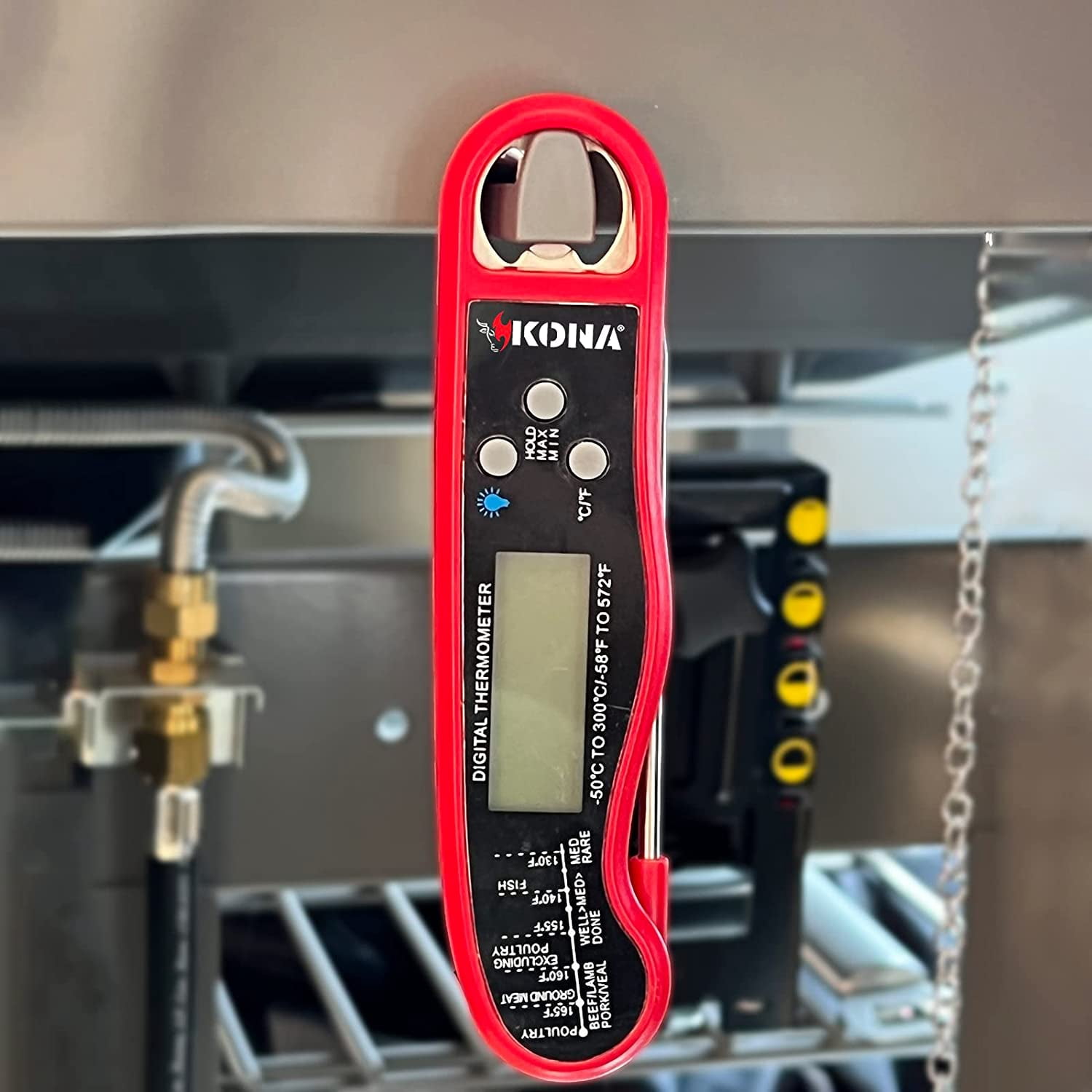 Kona Instant Read Meat Thermometer - Folding Waterproof  Thermometer with Backlight & Calibration