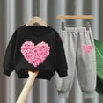 thumbnail image 2 of Rohuuque Toddler Girls Sweatsuits - Cute Winter Fall Heart Print Child Long Sleeve Sweatshirt Sweatpants Outfits 12 Months Black, 2 of 4
