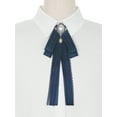 thumbnail image 4 of INSPIRE CHIC Women's Lace Pre-Tied Bow Tie Retro Bowknot Pin Bowties Satin Brooch Navy Blue, 4 of 4
