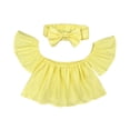 thumbnail image 1 of Ropa Para Bebé (Niño O Niña) Traje Para Niño Pequeño Moda Mangas Voladoras Lindas Color Sólido Hombro Con Fugas Top Arco Tocado Traje Amarillo Odeerbi LM103-8709, 1 of 7