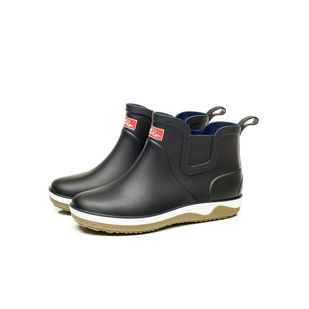 

Audeban Men s Casual Flat Ankle Bootie Work Quick Dry Mens Walking Non-Slip Lightweight Slip On Garden Shoes Rain Boots
