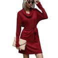 thumbnail image 2 of Vestido De Suéter, Vestido De Punto Para Mujer, Cómodo, Manga Larga De Murciélago, Informal Para Citas, 2 of 8
