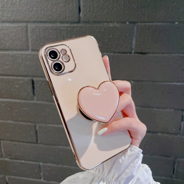 Funda de teléfono a prueba de golpes con soporte de corazón coreano, cubierta anticaída para iphone 13, 14, 12, 11 Pro Max, MiNi, X, XS, XR, 6 S, 7, 8 Plus, SE 3 Fivean unisex
