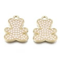 thumbnail image 4 of 100 pc Alloy Pendants with Plastic Imitation Pearl Lead Free Nickel Free Bear White Light golden 21x17x3mm Hole: 2mm, 4 of 4