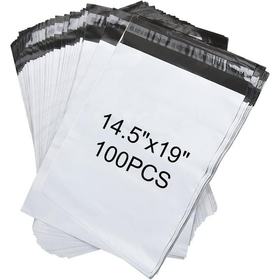 HTSQYL Poly Mailers Shipping Envelope Self Sealing Bags (14.5x19 100pc), White