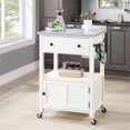 thumbnail image 3 of Fairfax Engineered Wood Kitchen Cart with Granite Top and White Base, 3 of 11