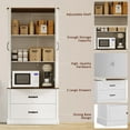 thumbnail image 6 of TROPOW Kitchen Pantry Cabinet with Doors and Shelves, Freestanding Tall Kitchen Cabinet with Microwave Stand, Hutch Cabinet for Kitchen, Living Room, Bathroom,White, 6 of 7
