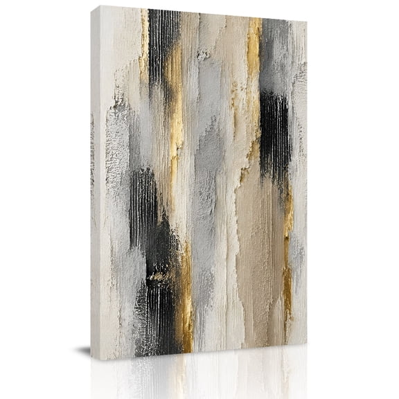 Canvas Wall Art, Tan Black Abstract Framed Canvas Prints for Living Room Office, Vintage Gradient Graffiti Modern Art Extra Large Gallery Wrapped Wall Decor for Home Office, Gifts, 24"x32"