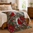 thumbnail image 6 of Red Cardinals Among Winter Blossoms for Birdwatchers And Gardeners, Detailed Naturalistic Winter Illustration Home Decor for Living Room and Bedroom, Christmas Gift and Cozy Flannel Blanket, 6 of 7