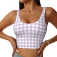 thumbnail image 2 of Haiem Purple Checkboard Pattern Womens Sports Bra - U Neck Padded Low Impact Yoga Bra Workout Crop Top Gym Moisture-Wicking Workout Vest -XX-Large, 2 of 9