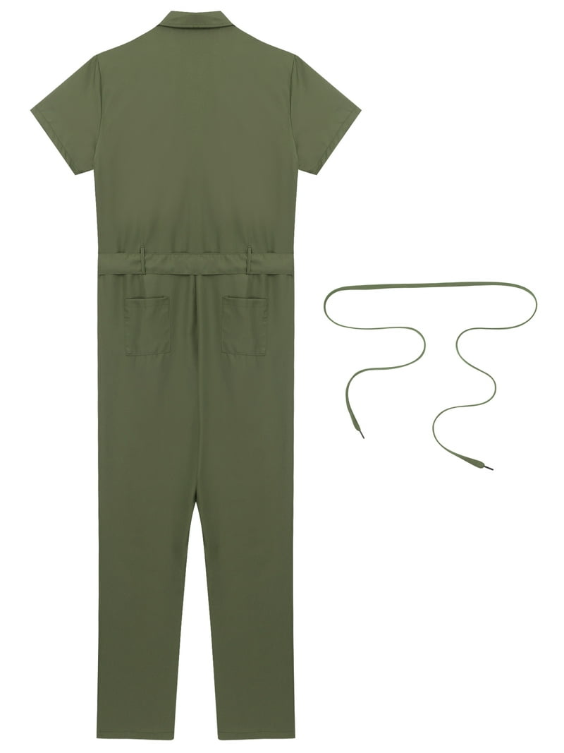 XUNZOO Mens Short Sleeve Work Overalls Zipper Mechanics Workwear