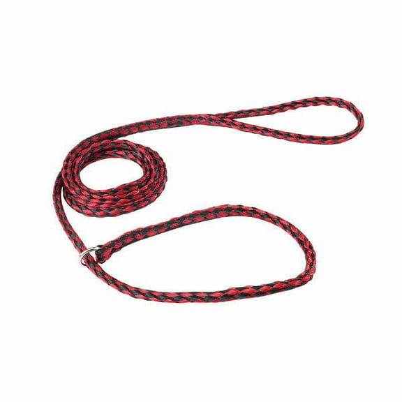 Braided Poly Dog Leads Slip Style Kennel Pet Leash O Ring 5ft Long Choose Color (Red/Black - 24 Pack)