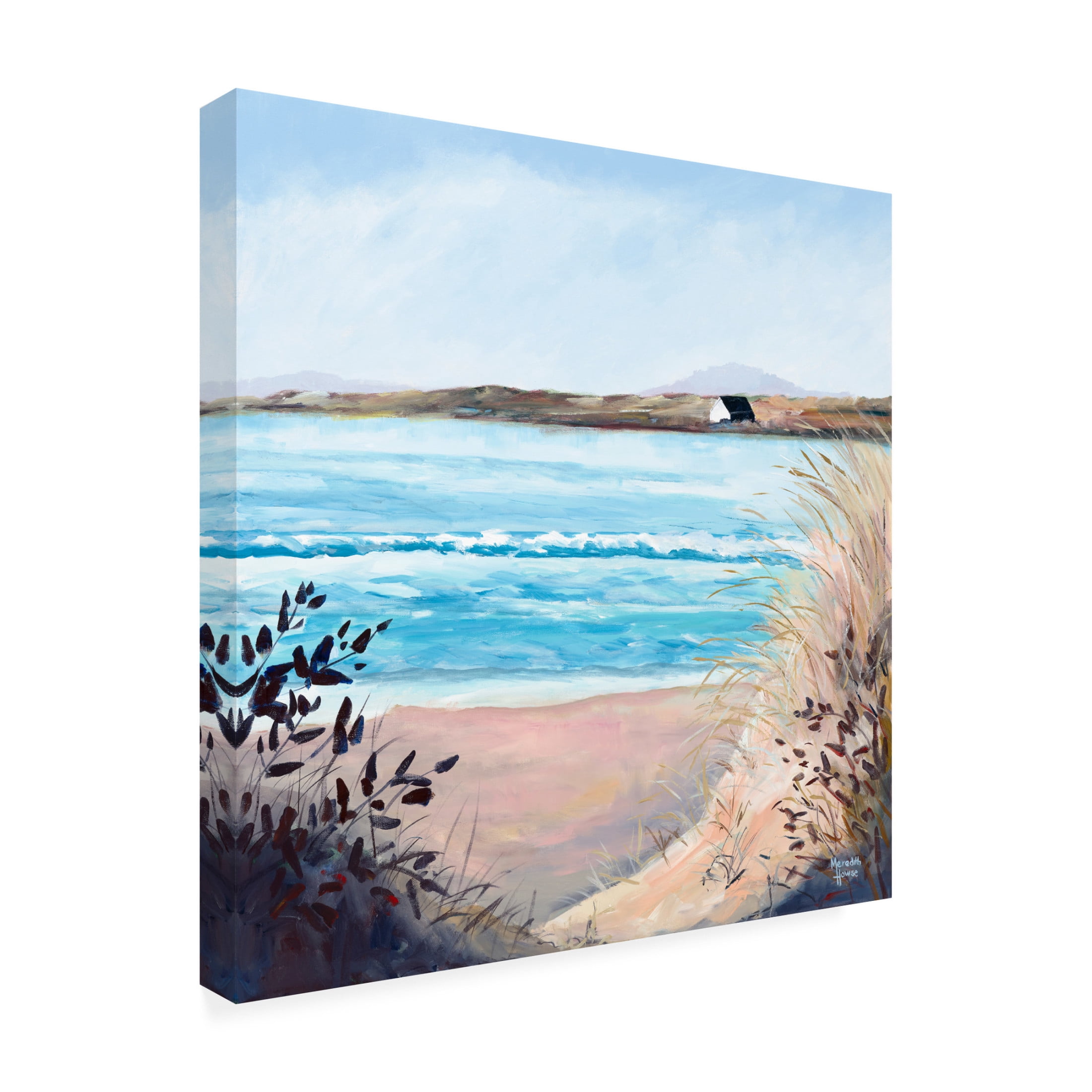Canvas Wall Art - Meredith Howse 'Boat House on Coles Bay' Wall Art for Living Room, Bedroom, or Office Décor by Trademark Fine Art - 35 x 35 Inches
