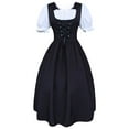 thumbnail image 1 of Women's Drawstring DressHigh Waist Slim Bow Knot Contrast Color Costumes Splicing Large Swing Skirt, 1 of 5