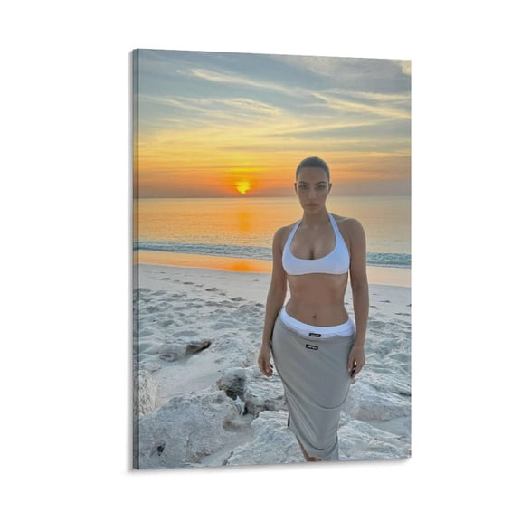 Kim Kardashian Hot Girl Sexy Poster (18) Canvas Art Poster and Wall Art Picture Print Modern Family bedroom Decor Posters 24x36inch(60x90cm)