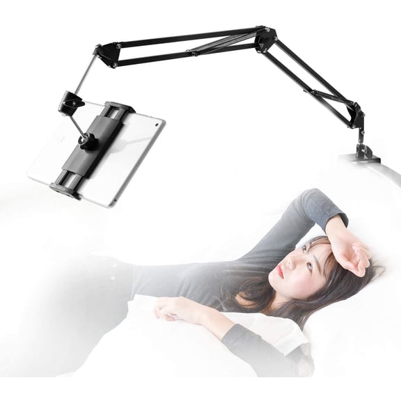 Tablet Stand for Bed,360 Degree Rotating Bed Tablet Mount Holder Stand with Aluminum Arm for iPad,iPhoneXS,N-Switch, Kindle Fire,or Other 4.7~12.9 inch-Screen Devices