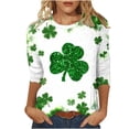 thumbnail image 2 of HOMBOM Womens St.Patricks Day Shirts Irish Graphic Tees Casual Crewneck Army Green 3/4 Sleeve Shamrock Print Tshirts for Ladies Spring, 2 of 5