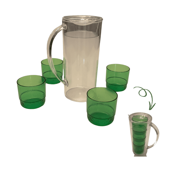 Maison 2 Liter Acrylic Pitcher Set 5 Pc, Green