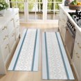 thumbnail image 4 of Kitchen Rugs Sets Of 2,Blue Geometric Striped Pattern Anti Fatigue Kitchen Mat Rugs Non Slip Washable,Decorative Kitchen Floor Mats for Kitchen,Sink,Laundry,17"X47", 4 of 5