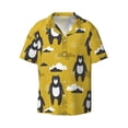 thumbnail image 4 of Uemuo Cartoon Bear Yellow Pattern Cotton Linen Short Sleeve Shirts,Casual Lightweight Button Down Shirts,Vacation Beach Summer Tops-4X-Large, 4 of 7