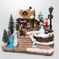 thumbnail image 3 of Casa de nieve navideña Decoraciones de granja Vacaciones Ciudad de vacaciones de resina con luces para fiesta Festival Chimenea Hogar mayimx Casa de miniaturas, 3 of 8