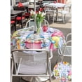 thumbnail image 4 of Outdoor Tablecloth with Umbrella Hole and Zipper, Easter Round Table Cloth 54 Inch Waterproof Tablecloth, Watercolor Gnomes Eggs Flowers Butterflies Purple Plaid Picnic Table Cover for Patio Camping, 4 of 7