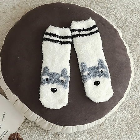 

15 pairs Adult Animal Print Lovely Puppy Plush Middle Tude Socks Home Stockings funny socks Color random