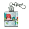 thumbnail image 1 of Cute Colorful Owl Family Stainless Steel 1oz Mini Flask Key Chain, 1 of 4