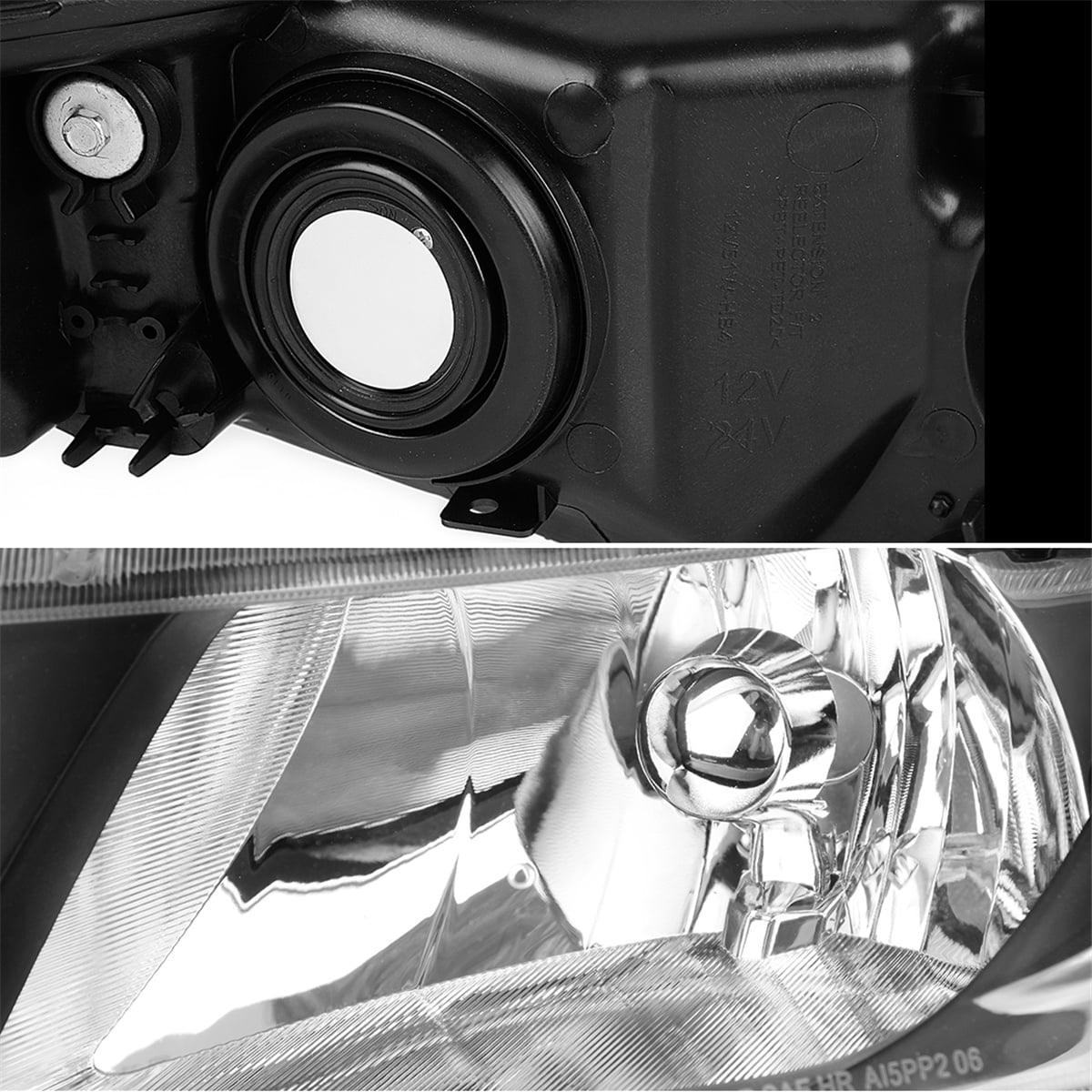 RVNI Headlights Assembly for 2006-2011 Honda Civic Sedan 4Dr Black Headlamps Pair Set