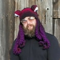 thumbnail image 6 of Novelty Handmade Funny Tentacle Octopus Hat Crochet Cthulhu Beard Beanie Men's Women's Knit Wind Mask Cap Halloween Animal Gift (Red,One Size), 6 of 6