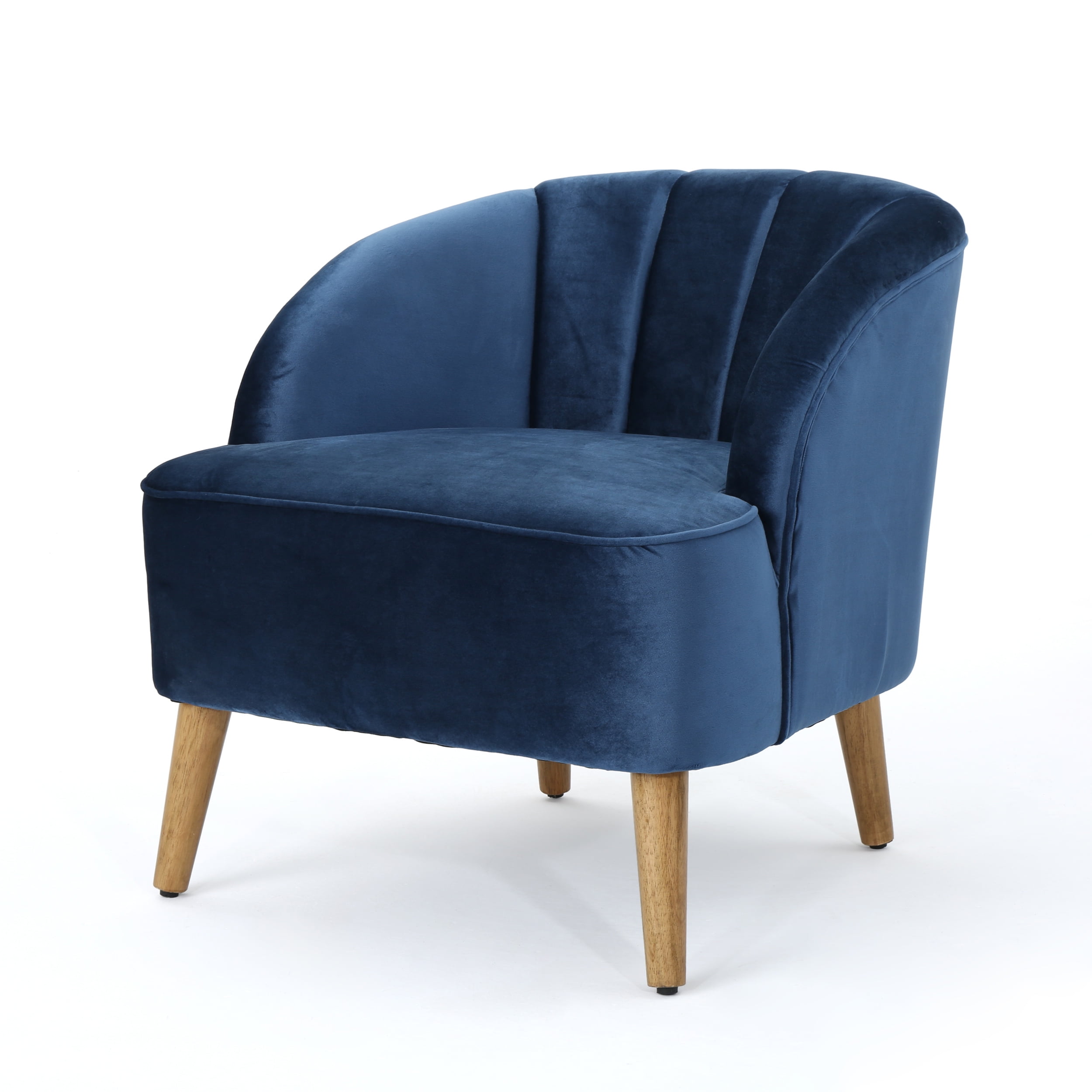 Scarlett Modern Velvet Club Chair, Cobalt and Walnut - Walmart.com