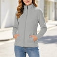 thumbnail image 2 of Women Fleece Jacket Sevevn Stand Collar Slim Fit Polar Fleece Fabric Full Zip Long Sleeve Outerwear With Zipper Pockets For Hiking Travel Daily Outdoor Wear, 2 of 8