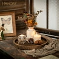 thumbnail image 5 of Hanobe Decorative Candle Plate Holder Trays Coffee Table Decor, Round Wooden Serving Tray Centerpiece for Table 11.8”, 5 of 9