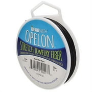The Beadsmith Opelon Cord, Stretch Jewelry Fiber, Black Color .7mm Diameter, 25 Meter Spool, for Jewelry Making