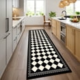 thumbnail image 6 of 2x6 Trellis Runner Rug,Hallway Runner Rug with Rubber Backing, Checkered Kitchen Non Skid Carpet Runners Washable Indoor Mat for Kitchen Entryway Bathroom Hallway, 6 of 7