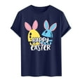 thumbnail image 4 of Mens Shirts Plus Size under $5 Short Sleeve Crew-neck Easter Eggs Rabbit Print Top Shirt Navy M, 4 of 4
