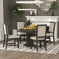 thumbnail image 2 of EUROCO 5-Piece Dining Table Set for 4,Round Kitchen Extendable Dining Table with 4 Dining Upholstered Chairs and Wooden Frame,Dining Room Table Set for Small Space,Living Room,Black, 2 of 8