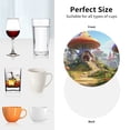 thumbnail image 6 of Junzan Cute Mushroom Town Print Coasters for Drinks - Leather Coasters Set of 4 for Coffee Table for Housewarming/Kitchen/Bar/Decor-Round Shape, 6 of 6