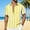 Yellow, variant on Men's Tropical Print Short Sleeve Button Down Shirt Lightweight Breathable Casual Beachwear