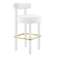 thumbnail image 3 of Modway Toulouse Performance Velvet Bar Stool - Set of 2 in White Gold, 3 of 10