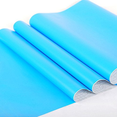 Yifely Solid Blue Color Contact Paper Peel & Stick Shelf Liner Dresser Drawer Sticker 17.7 Inch